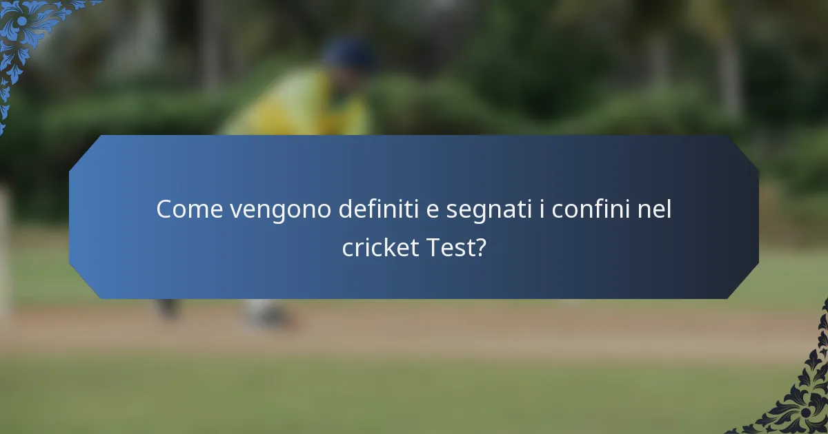 Come vengono definiti e segnati i confini nel cricket Test?