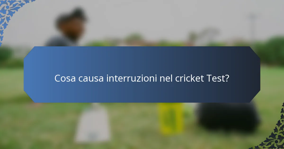 Cosa causa interruzioni nel cricket Test?