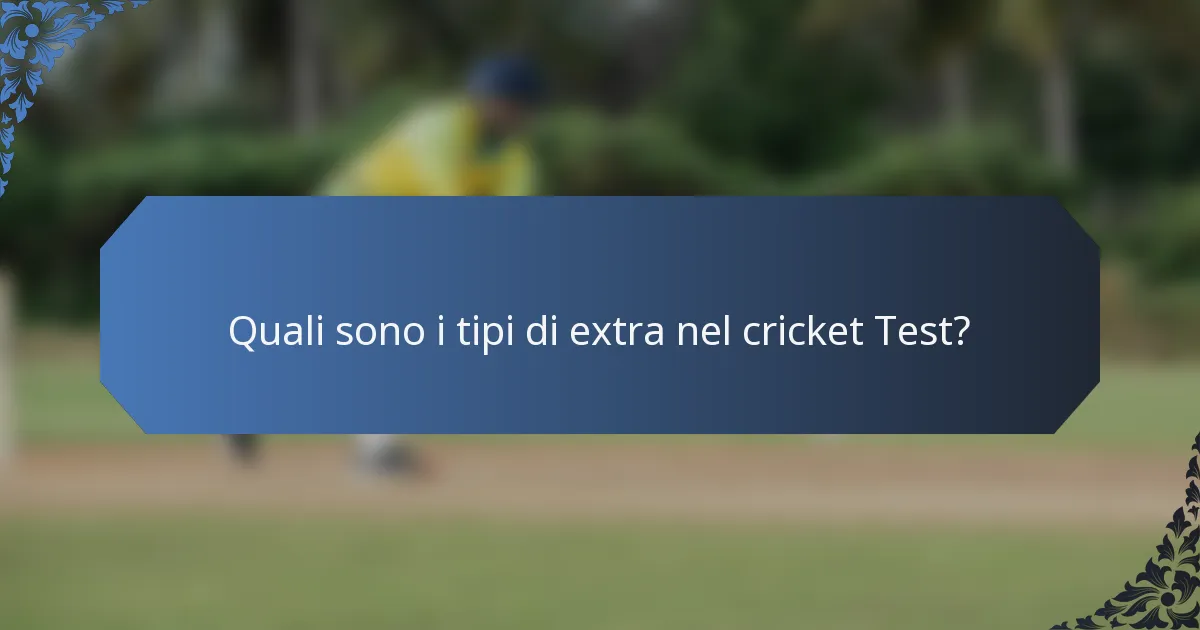 Quali sono i tipi di extra nel cricket Test?